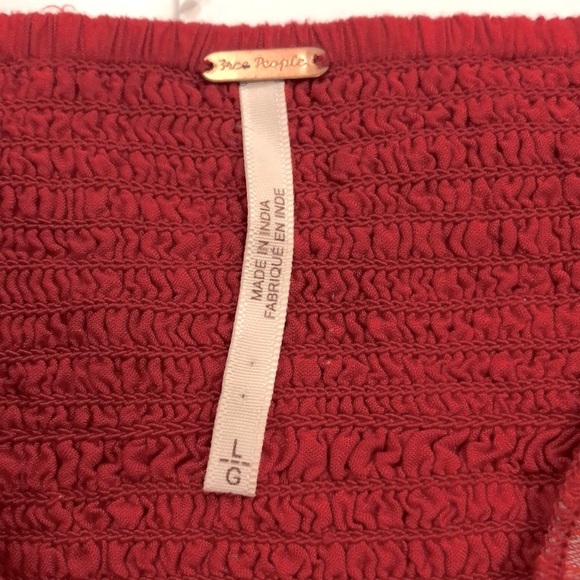 Free People L Top Red Plaid Ruffle Bustier Smocking Very Stretchy Excellent - Picture 6 of 10